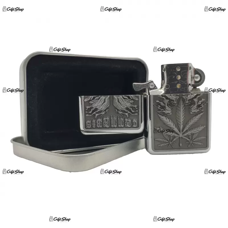 Marijuana black, bricheta gen zippo metalica model 7